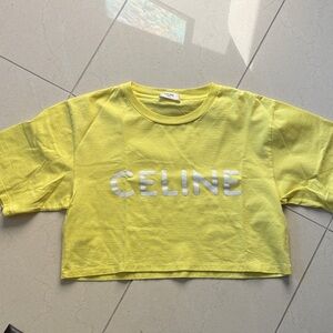 Celine Yellow Crop Top with Logo